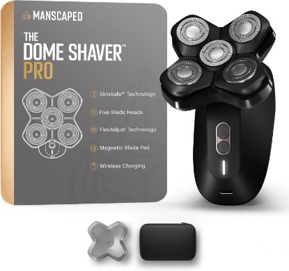 Picture of MANSCAPED The Dome Shaver™ PRO Head Shaver for Bald Men | Five Rotary Blade Design with SkinSafe® & FlexAdjust Technology, Wet/Dry, USB-C & Wireless Charging, Travel Lock Compatible