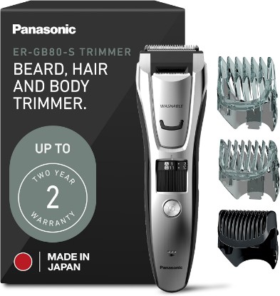 Picture of Panasonic Multi-Groomer Electric Beard Trimmer for Men, Men’s Trimmer for Beard, Hair and Body, 39 Trim Length Settings with 3 Attachments, Corded/Cordless Operation – ER-GB80-S (Silver)