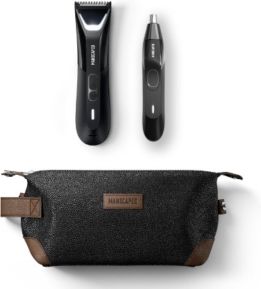 Picture of MANSCAPED The Perfect Duo 5.0 Contains: The Lawn Mower® 5.0 Ultra Electric Groin & Body Hair Trimmer, Weed Whacker® 2.0 Nose & Ear Hair Trimmer, The Shed Toiletry Bag