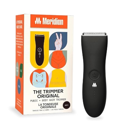 Picture of MERIDIAN The Trimmer Original | Body Hair Trimmer for Men & Women | Onyx | Rechargeable and Waterproof Shaver for Pubic Area, Chest, Back, Underarms and Bikini Line, with 2 Guide Combs Included