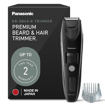 Picture of Panasonic Beard Trimmer for Men Cordless Precision Power Hair Clipper with Comb Attachment, 19 Adjustable Settings, Washable, ER-SB40-K, 0.5-10 mm Lengths