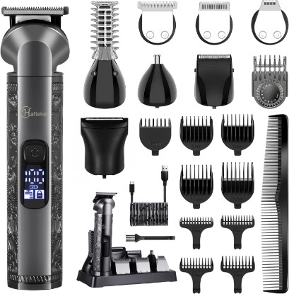 Picture of Hatteker 8-in-1 Multi-Functional Grooming Kit for Men Beard Trimmer for Men Hair Clipper Precision TrimmerNose Ear Trimmer Body Groomer Zero-Gap T-Blade, IPX7 Waterproof Cordless Trimmer Set