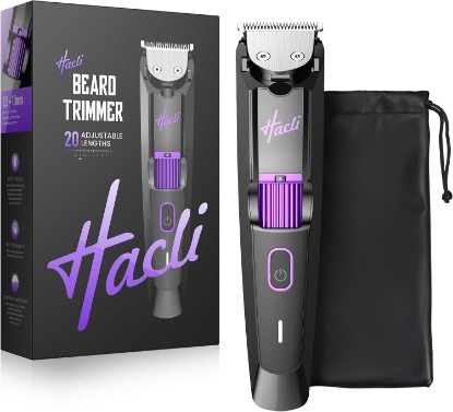 Picture of HACLI Professional Beard Trimmer for Men - Cordless IPX7 Waterproof, Precision Dial with 20 Adjustable Length Settings, Wet/Dry Use, 80 Min Runtime, Premium Facial Hair Groomer, Gift for Dad & Husband