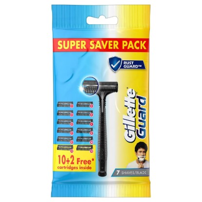 Picture of Gillette Guard Shaving Razor for Men (1 Razor with 12 blades) | Super Value Pack with upto 1 year of shaving | Safety comb and flexible head for a safe shave