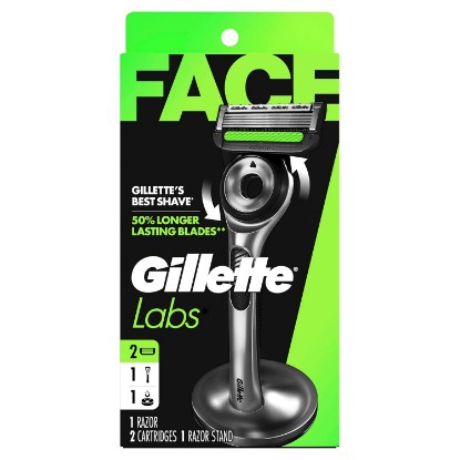 Picture of Gillette Labs Mens Razor, Shaving Kit for Men, Includes 1 Handle, 2 Razor Blade Refills, 1 Premium Magnetic Stand