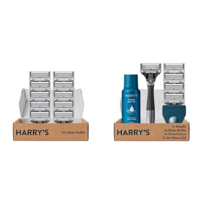 Picture of Harry's Razor Blades Refills - 10 count & Harry’s Razors for Men - 5 German-engineered 5-Blade Cartridges, Travel Cover, Shave Gel (Charcoal)