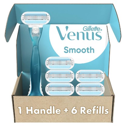 Picture of Gillette Venus Smooth Women's Razor Handle + 6 Refills with Soft-Grip Gel Handle