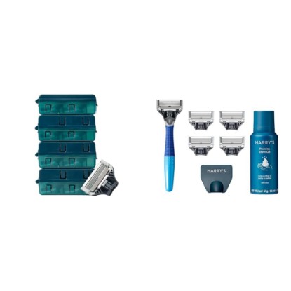 Picture of Harry's Razors for Men Bundle - 14 Count Razor Blades Refills, 5 Razor Blades, Shave Gel, Travel Cover (Ocean Blue)