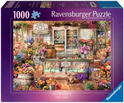 Picture of Ravensburger All Seasons Flower Shop 1000 Piece Jigsaw Puzzle | Explore Colorful Botanical Arrangements | from The Bestselling Puzzle Brand Worldwide | Enhanced Anti-Glare Surface The Forest Stewardship Council