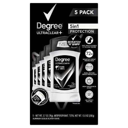 Picture of Degree Men UltraClear+ Antiperspirant Deodorant, Black & White, 2.7 oz, 5-count