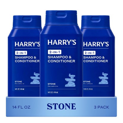 Picture of Harry's Men's 2 in 1 Shampoo and Conditioner - 14 fl oz (3 Pack) | Stone Scent - For All Hair Types - No Parabens or Sulfates