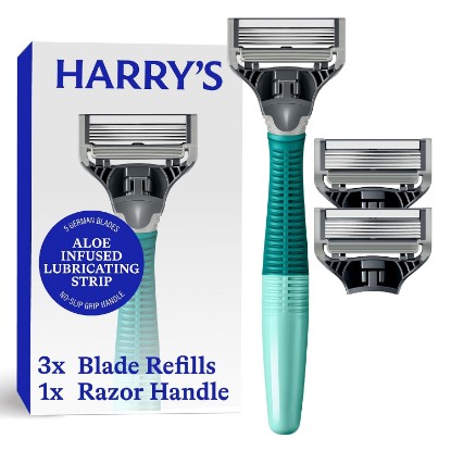 Picture of Harry's Original Shaving Kit for Men - Razor Handle, 3 Razor Blade Refills | German Engineered - Sage