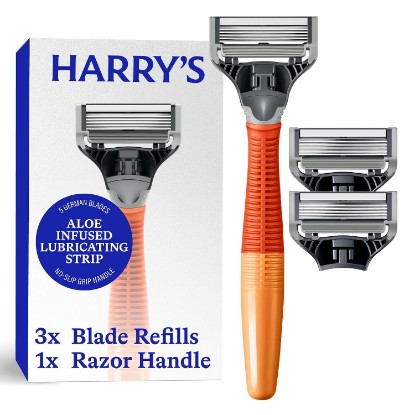Picture of Harry's Original Shaving Kit for Men - Razor Handle, 3 Razor Blade Refills | German Engineered - Ember