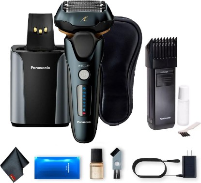 Picture of Panasonic ARC5 5-Blade Electric Shaver (ES-LV97-K) Bundle | For Shaving & Grooming | Clean and Charge Station + Beard and Mustache Trimmer + Shaver Case