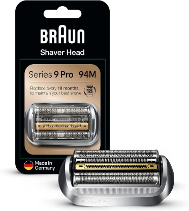 Picture of Braun Shaver Head Replacement Part 94M Silver, Compatible with Series 9 Pro and Series 9 Electric Razors for Men | Compatible with the 9 PRO+ Series Razors, for a great shave every day, recovers 100% of the performance of your razor