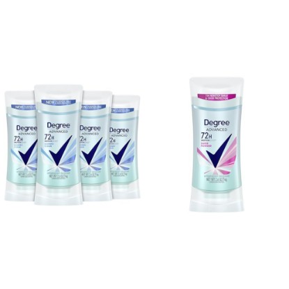 Picture of Degree Advanced Antiperspirant Deodorant 4 count 72-Hour Sweat & Odor Protection Shower Clean & Advanced Antiperspirant Deodorant Sheer Powder 72-Hour Sweat
