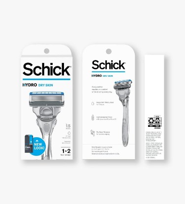 Picture of Schick Hydro Dry Skin Men's 5-Blade Razor Handle + 2 Refill Razor Blades Kit, 1 Count