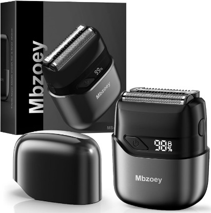 Picture of Mbzoey Electric Foil Shavers for Men: IPX7 Waterproof - Magnetic Cover | Mini Razor for Travel - Face Shaver with LED Display & USB-C Fast Charge - Micro-Comb Technology & Precision Blades