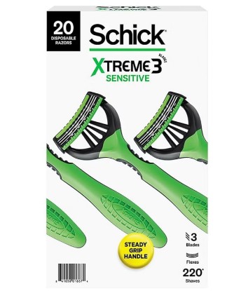 Picture of Schick Xtreme 3 Sensitive Disposable Razors with Aloe for Men, 20 ct., Green