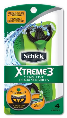 Picture of Schick Xtreme 3 Blade Sensitive Skin Disposable Razor for Men, 4 Count (Pack of 1)