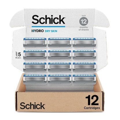 Picture of Schick Hydro Advanced Hydration 5-Blade Razors for Men Refills, 12 ct | Mens razor blades refills, 7 gel pools for 2-hour moisture, Protective skin guards, Flip-back precision edging tool