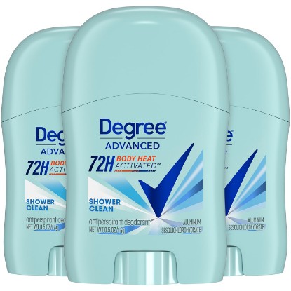Picture of Degree Advanced Antiperspirant Deodorant, Shower Clean 3-Pack – Travel Deodorant for Women, 72H Protection, 0.5 Oz Ea