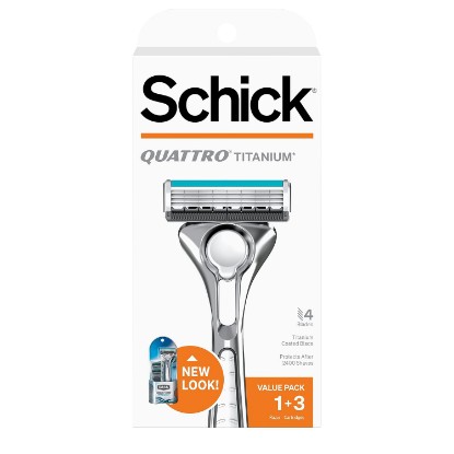 Picture of Schick Quattro Titanium Razor — Schick Quattro, Quattro Razor, Titanium Razor with 3 Refill Blades