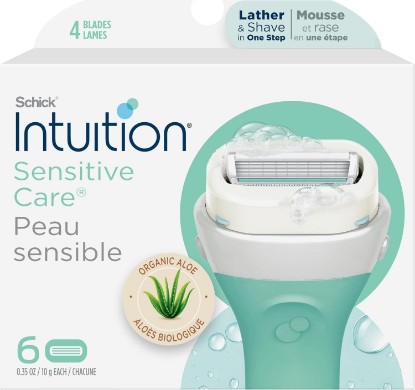 Picture of INTUITION Schick Refill, Razors for Women Sensitive Skin | Intuition Razor Blades Refill with Organic Aloe, Razor Refills , 6 Count (Pack of 1)