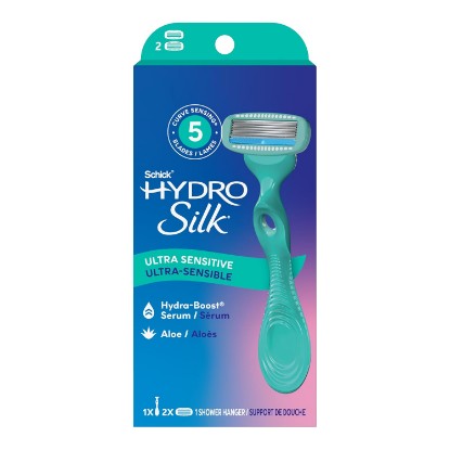 Picture of Schick Hydro Silk Sensitive 5-Blade Razors for Women, 1 Handle & 2 Refills | Water-activated moisturizing serum, Smooth glide, Made for sensitive skin, pivots to follow curves, Ergonomic handle