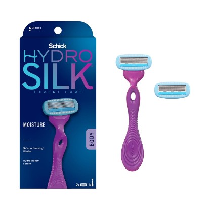 Picture of Schick Hydro Silk Moisture Women's Razor | 5-Blade Razor for Women, 1 Handle & 2 Refills | Water-activated moisturizing serum, Smooth glide, Gentle on skin, Shea butter, Pivots to follow curves, Ergonomic handle