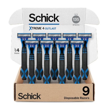 Picture of Schick Xtreme 4 Outlast Disposable Razors for Men - Schick Xtreme 4 Disposable Mens Razors for Shaving, 9 Count