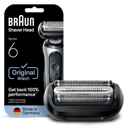 Picture of Braun Series 6 Electric Shaver Replacement Head with Sensitive Skinguard, Easily Attach Your Shaver Head, Compatible with New Generation Series 6 Shavers, 64B, Black GreenCircle Certified: Certified Energy Savings