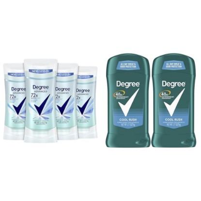Picture of Degree Advanced Antiperspirant Deodorant 4 count 72-Hour Sweat & Odor Protection Shower Clean & Men Original Antiperspirant Deodorant for Men, Pack of 2
