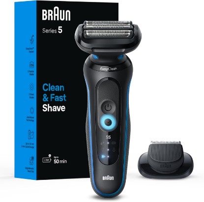 Picture of Braun Electric Shaver for Men, Series 5 5118s, Waterproof, Wet & Dry Shave, Turbo Shaving Mode, Foil Shaver with Precision Trimmer, Battery Powered, 50 Minute Battery Runtime GreenCircle Certified: Certified Energy Savings