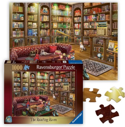 Picture of Ravensburger The Reading Room - 1000 Piece Jigsaw Puzzle - Stunning, Vivid Colors - Books, Knick-Knacks & Overstuffed Chairs - Peaceful Library Scene - Puzzles for Adults The Forest Stewardship Council