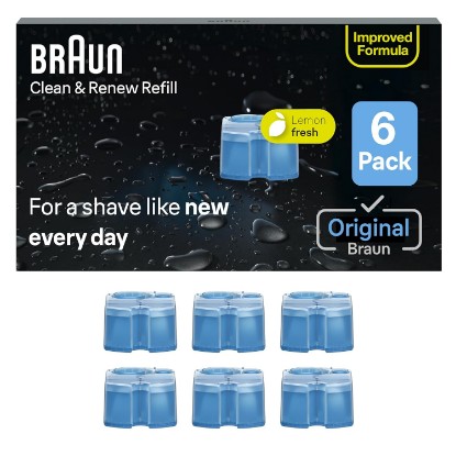 Picture of Braun Clean & Renew Refill Cartridges CCR, Replacement Shaver Cleaner Solution for Clean&Charge Cleaning System, Pack of 6 GreenCircle Certified: Certified Energy Savings