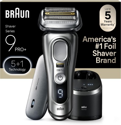 Picture of Braun Electric Razor for Men, Waterproof Foil Shaver, Series 9 Pro 9477cc, Wet & Dry Shave, with Portable Charging Case, ProLift Beard Trimmer, 5-in-1 Cleaning & Charging SmartCare Center, Silver GreenCircle Certified: Certified Energy Savings