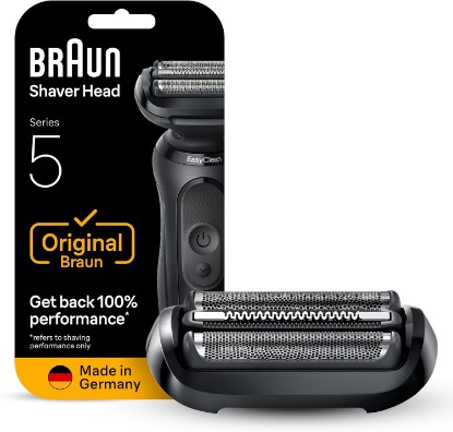 Picture of Braun Series 5 Electric Shaver Replacement Head, Easily Attach Your Shaver Head for a Shave as efficient as Day one, Compatible with New Generation Series 5 Shavers, 54B, Black GreenCircle Certified: Certified Energy Savings