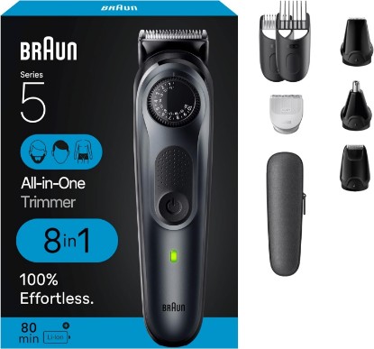 Picture of Braun All-in-One Style Kit Series 5 5471, 8-in-1 Trimmer for Men with Beard Trimmer, Body Trimmer for Manscaping, Hair Clippers & More, Ultra-Sharp Blade, 40 Length Settings, Waterproof GreenCircle Certified: Certified Energy Savings