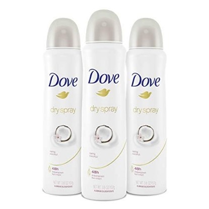 Picture of Dove Advanced Care Dry Spray Antiperspirant Deodorant Caring Coconut 3 Count For Women With 48 Hour Protection Soft And Comfortable Underarms 3.8 oz