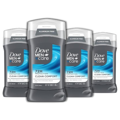 Picture of DOVE MEN + CARE Deodorant Stick for Men Clean Comfort, Pack of 4, 3 oz | Aluminum free deodorant provides 72-hour odor protection and skin care.