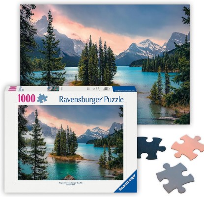 Picture of Ravensburger Maligne Lake, Canada - 1000 Piece Jigsaw Puzzle - Featuring Stunning Mountains, Vivid Water, Evergreens & More - Frameable - Premium Quality - Puzzles for Adults The Forest Stewardship Council