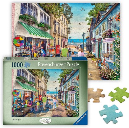 Picture of Ravensburger Seaview Lane - 1000 Piece Jigsaw Puzzle - Stunning, Vivid Colors - Inspired Family Scene - Quaint Seaside Town - Puzzles for Adults The Forest Stewardship Council
