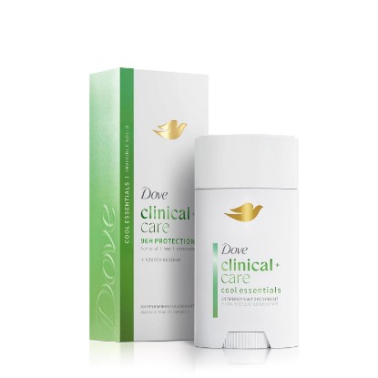 Picture of Dove Clinical + Care Cool Essentials Antiperspirant Stick, 2.6 oz | 96H Clinical Sweat Protection for hormonal, heat, & stress sweat, Nourishing Serum, Cucumber scent