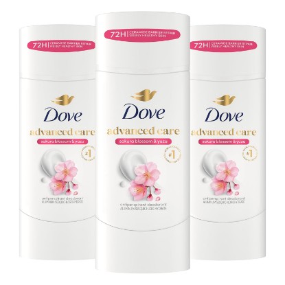 Picture of Dove Advanced Care Antiperspirant Deodorant Sakura Blossom 2.6 oz 3PK | Advanced Care 72 hour sweat and odor protection. Sakura Blossom & Yuzu Scent