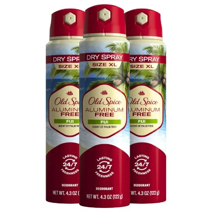 Picture of Old Spice Men's Aluminum Free Deodorant Dry Body Spray, Fiji, 24/7 Odor Protection, 4.3oz (Pack of 3)