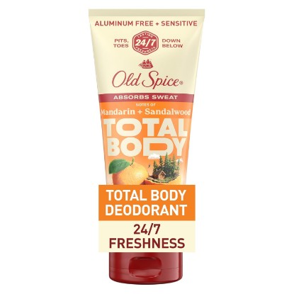 Picture of Old Spice Whole Body Deodorant Cream for Men, Aluminum Free, Mandarin + Sandalwood Scent, 24/7 Odor Protection, 24/7 Freshness, Dermatologist Tested, Gentle on Skin, Safe to Use All Over, 3.0 oz