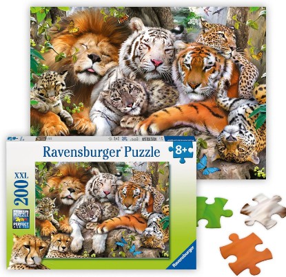Picture of Ravensburger Big Cat Nap - 200 Piece Jigsaw Puzzle - Stunning Imagery of The Worlds Feline Apex Predators - Lions, Tigers & More - Premium Quality - Ideal Gift - Screen-Free Fun - Children Ages 8+ The Forest Stewardship Council