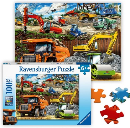 Picture of Ravensburger Construction Vehicles - 100 Piece Jigsaw Puzzle - Exciting, Colorful Realistic Scene - Dump Truck, Loader & More - Premium Quality - Ideal Gift - Screen-Free Fun - Children Age 6+ The Forest Stewardship Council