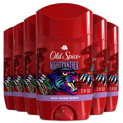 Picture of Old Spice Antiperspirant Deodorant for Men, 24/7 Sweat & Odor Protection, 24/7 Freshness & Lasting Scent, Invisible Solid, NightPanther with Rich Warm Scent, 2.6 oz (Pack of 6)